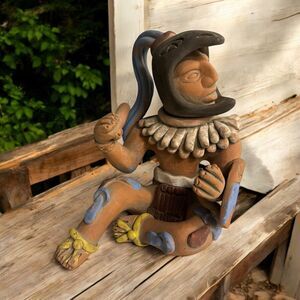Mexican Folk Art Clay Mayan Aztec Vintage Reprod Autinah Mexico Pottery Unique‎